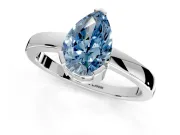 Solitaire Engagement Ring Setting for Fancy Blue Pear-Shaped Center with Plain Band and Flat Tab Prong Head in Sterling Silver
