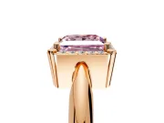 Halo Engagement Ring Setting for Fancy Pink Princess Cut Center with Tapered Plain Band and Prong Head in Rose Gold