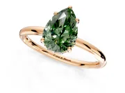 Solitaire Engagement Ring Setting for Fancy Green Pear-Shaped Center with Plain Band, Open Basket and Prong Head in Rose Gold