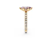 Solitaire Engagement Ring Setting for Fancy Pink Marquise Center with Fine Pave Band and Claw Prong Head in Yellow Gold
