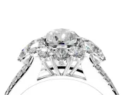 Halo Engagement Ring Setting for Pear-Shaped Center with Two-Strand Split Shank and Prong Head in Platinum