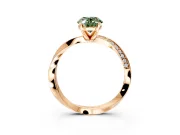 Side Accent Engagement Ring Setting for Fancy Green Oval Center with Accent Shoulders and Prong Head in Rose Gold