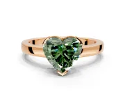 Solitaire Engagement Ring Setting for Fancy Green Heart-Shaped Center with Plain Band and Flat Tab Prong Head in Rose Gold