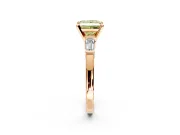 3 Stone Engagement Ring Setting for Fancy Yellow Princess Cut Center with Channel Baguette Accents and Prong Head in Rose Gold