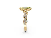 Solitaire Engagement Ring Setting for Fancy Yellow Marquise Center with Bar-Station Pave Twist and Prong Head in Yellow Gold
