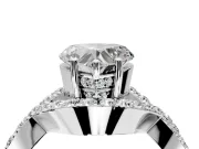 Halo Engagement Ring Setting for Heart-Shaped Center with Pave Infinity Twist Band and Prong Head in Platinum