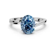 Solitaire Engagement Ring Setting for Fancy Blue Oval Center with Plain Bypass Twist Band and Prong Head in Sterling Silver