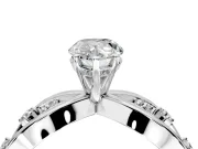 Solitaire Engagement Ring Setting for Pear-Shaped Center with Criss-Cross Accent Band and Prong Head in Platinum