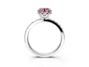Solitaire Engagement Ring Setting for Fancy Pink Round Cut Center with Round Cut Pave Band and Prong Head in Platinum