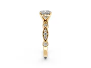 Solitaire Engagement Ring Setting for Cushion Cut Center with Milgrain Bezel Accents and Prong Head in Yellow Gold