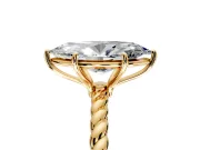 Solitaire Engagement Ring Setting for Marquise Center with Plain Twisted Rope Band and Prong Head in Yellow Gold
