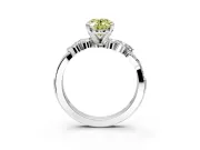 Solitaire Engagement Ring Setting for Fancy Yellow Oval Center with Marquise Accent Twist Band and Prong Head in White Gold