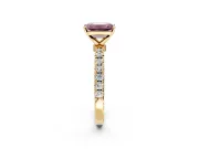 Open Basket Engagement Ring Setting for Fancy Pink Emerald Cut Center with Pave Band and Prong Head in Yellow Gold