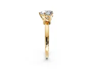 Solitaire Engagement Ring Setting for Heart-Shaped Center with Plain Band and Tulip Prong Head in Yellow Gold