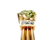 Solitaire Engagement Ring Setting for Fancy Yellow Heart-Shaped Center with Grooved Bar Accent Band and Prong Head in Yellow Gold