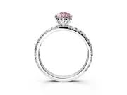 Solitaire Engagement Ring Setting for Fancy Pink Pear-Shaped Center with Shared-Prong Accents and Prong Head in Sterling Silver