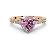 Solitaire Engagement Ring Setting for Fancy Pink Heart-Shaped Center with Crossover Accents and Prong Head in Rose Gold