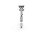 Solitaire Engagement Ring Setting for Emerald Cut Center with Marquise and Bezel Accents and Prong Head in Platinum