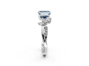 Floral Engagement Ring Setting for Fancy Blue Asscher Cut Center with Trailing Marquise Accents and Prong Head in White Gold