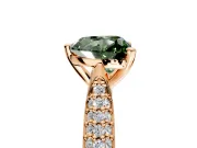 Solitaire Engagement Ring Setting for Fancy Green Heart-Shaped Center with Multi-Row Accents and Prong Head in Rose Gold