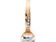 Side Accent Engagement Ring Setting for Asscher Cut Center with Accent Shoulders and Prong Head in Rose Gold