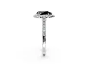 Halo Engagement Ring Setting for Fancy Black Pear-Shaped Center with Narrowing Pave Band and Prong Head in Sterling Silver