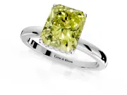 Solitaire Engagement Ring Setting for Fancy Yellow Radiant Cut Center with Fine Wire Band and Prong Head in Sterling Silver