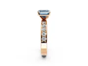 Solitaire Engagement Ring Setting for Fancy Blue Asscher Cut Center with Channel-Set Accents and Prong Head in Rose Gold
