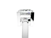 Solitaire Engagement Ring Setting for Princess Cut Center with Plain Band and Flat Tab Prong Head in Sterling Silver
