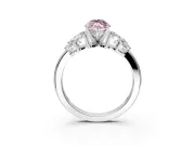 Leaf Cluster Engagement Ring Setting for Fancy Pink Marquise Center with Marquise Accents and Prong Head in Platinum
