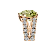 Solitaire Engagement Ring Setting for Fancy Yellow Heart-Shaped Center with Pave Split Shank and Prong Head in Rose Gold