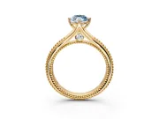 Solitaire Engagement Ring Setting for Fancy Blue Marquise Center with Milgrain Cathedral Band and Prong Head in Yellow Gold