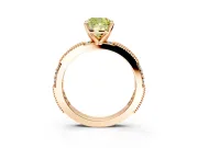 Solitaire Engagement Ring Setting for Fancy Yellow Cushion Cut Center with Milgrain-Edged Pave Band and Prong Head in Rose Gold