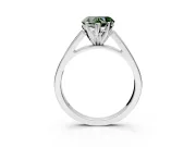 Solitaire Engagement Ring Setting for Fancy Green Heart-Shaped Center with Tapered Split Shoulders and Prong Head in Platinum