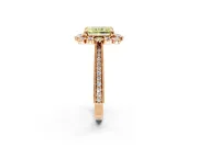 Milgrain Halo Engagement Ring Setting for Fancy Yellow Radiant Cut Center with Bezel Point Accents and Prong Head in Rose Gold