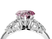 Leaf Cluster Engagement Ring Setting for Fancy Pink Heart-Shaped Center with Marquise Accents and Prong Head in Sterling Silver