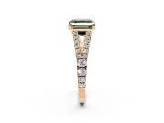 Solitaire Engagement Ring Setting for Fancy Green Asscher Cut Center with Pave Split Shank and Prong Head in Rose Gold