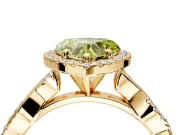 Halo Engagement Ring Setting for Fancy Yellow Heart-Shaped Center with Pave and Plain Twist Band and Prong Head in Yellow Gold