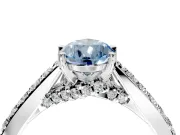 Solitaire Engagement Ring Setting for Fancy Blue Pear-Shaped Center with Crossover Accents and Prong Head in Platinum