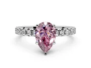 Solitaire Engagement Ring Setting for Fancy Pink Pear-Shaped Center with Large Accents and Prong Head in Platinum