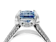 Solitaire Engagement Ring Setting for Fancy Blue Radiant Cut Center with Accented Split Shank and Prong Head in Platinum