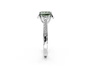 Floral Engagement Ring Setting for Fancy Green Princess Cut Center with Four Accent Clusters and Prong Head in Platinum