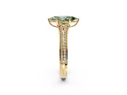 Solitaire Engagement Ring Setting for Fancy Green Marquise Center with Pave Rail Split Shank and Prong Head in Yellow Gold