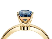Solitaire Engagement Ring Setting for Fancy Blue Emerald Cut Center with Plain Band and Tulip Prong Head in Yellow Gold