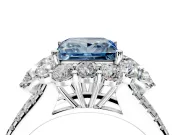 Halo Engagement Ring Setting for Fancy Blue Princess Cut Center with Two-Strand Split Shank and Prong Head in Platinum