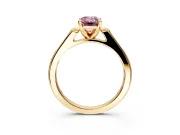 Solitaire Engagement Ring Setting for Fancy Pink Emerald Cut Center with Channel Accents and Prong Head in Yellow Gold