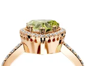 Halo Engagement Ring Setting for Fancy Yellow Heart-Shaped Center with Inner Milgrain Border and Prong Head in Rose Gold