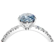 Solitaire Engagement Ring Setting for Fancy Blue Marquise Center with Large Accent Band and Prong Head in White Gold