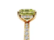 Solitaire Engagement Ring Setting for Fancy Yellow Asscher Cut Center with Fine Pave Band and Prong Head in Yellow Gold
