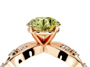 Solitaire Engagement Ring Setting for Fancy Yellow Round Cut Center with Criss-Cross Accent Band and Prong Head in Rose Gold